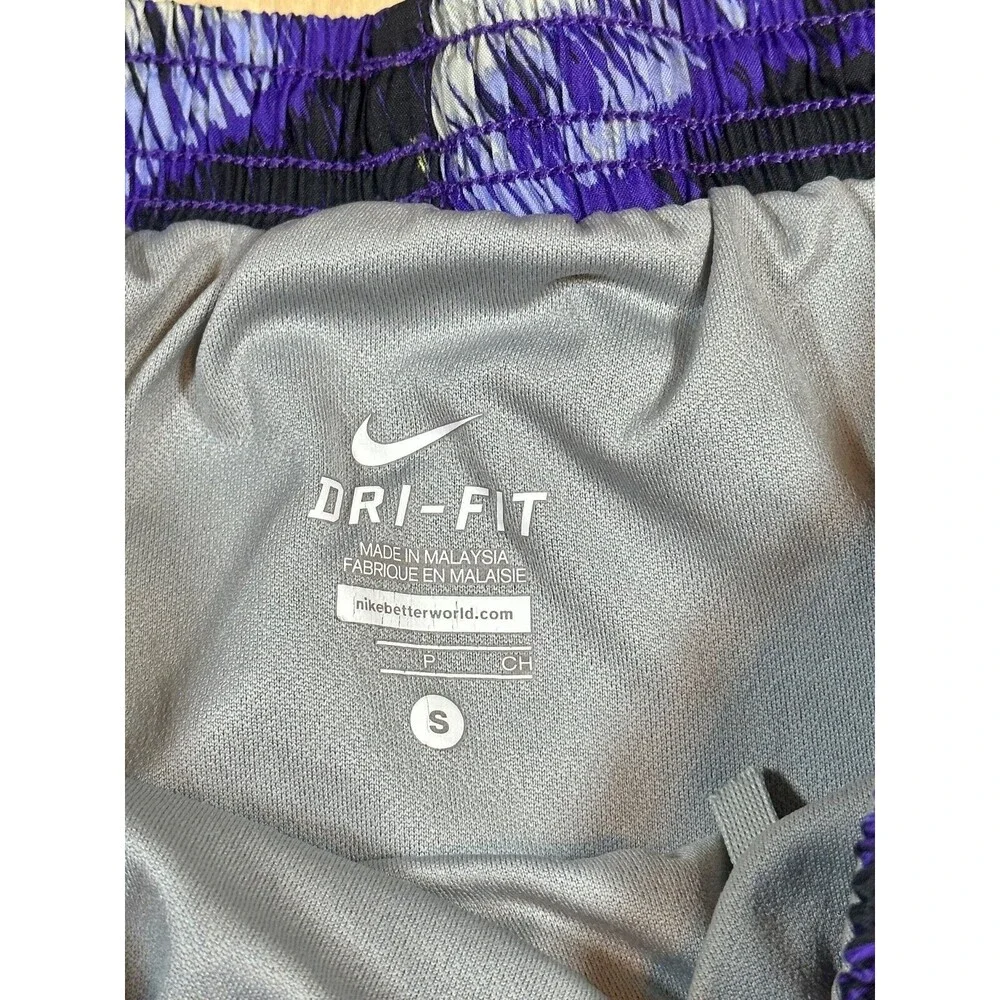 NIKE Womens Dri Fit Running Shorts Purple Black White Striped Standard Fit Small - Picture 3 of 10